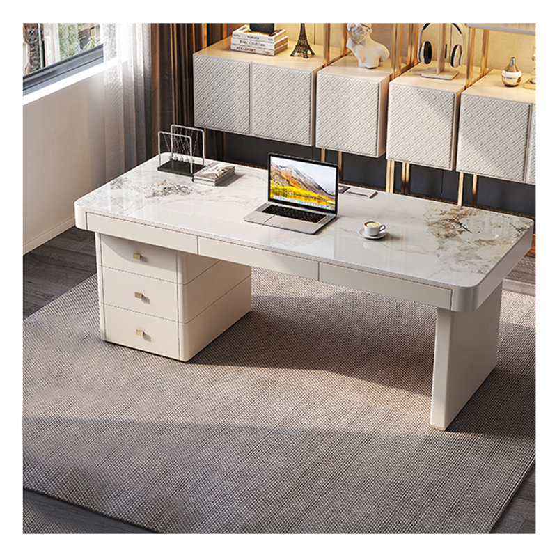Bureau moderne en pierre frittée avec tiroir, H 29,53 po x l 70,87 po x P 27,56 po
