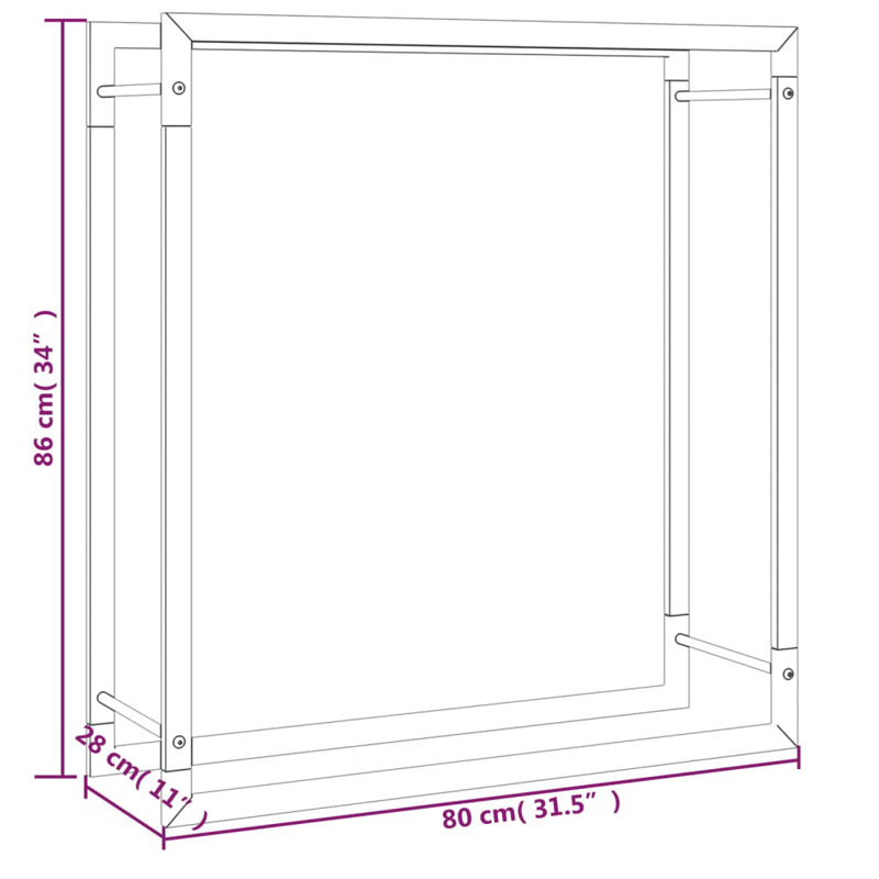 Étagère en bois de chauffage Latitude Black 31,5 po x 11 po x 33,9 po Latitude Run®