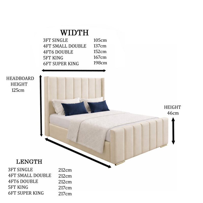 Premium Luxury Wingback Panel Bed Frame, Double (4'6), Duck Egg