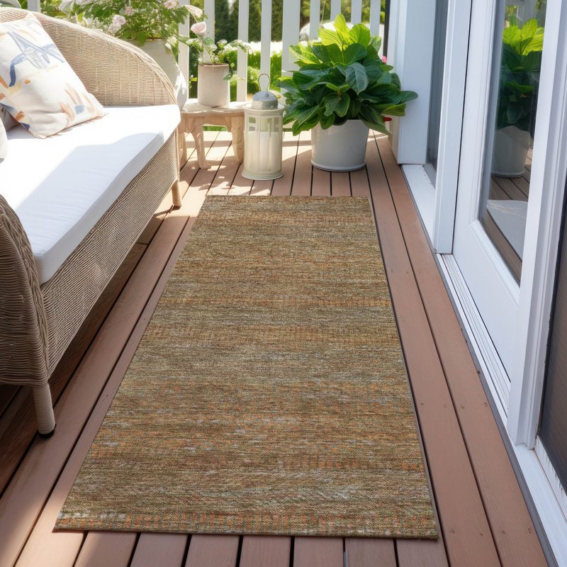 Machine Washable Indoor/Outdoor Claudian ACN1633 Taupe Rug, Runner 2'3" x 7'6"
