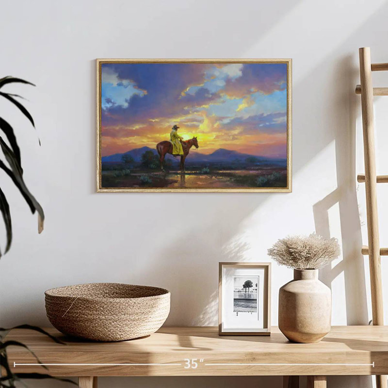 Soleil brûlant, Cadre flottant en bois naturel, 19 po x 13 po