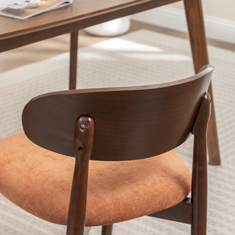 Chaise de salle à manger nordique en tissu à dossier incurvé, Orange