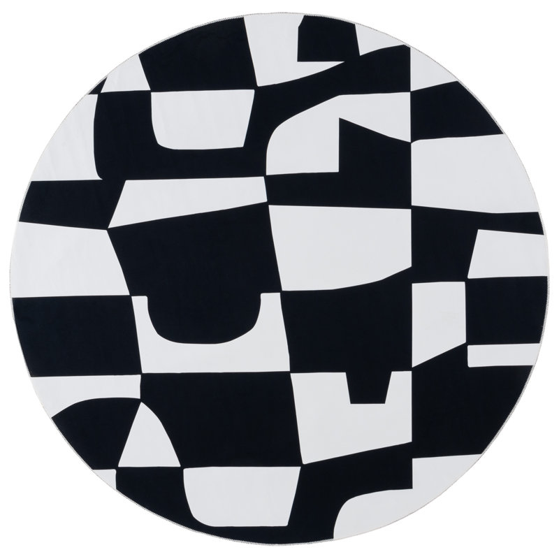 Amalea Performance Machine Washable Abstract Rug, Round 6'