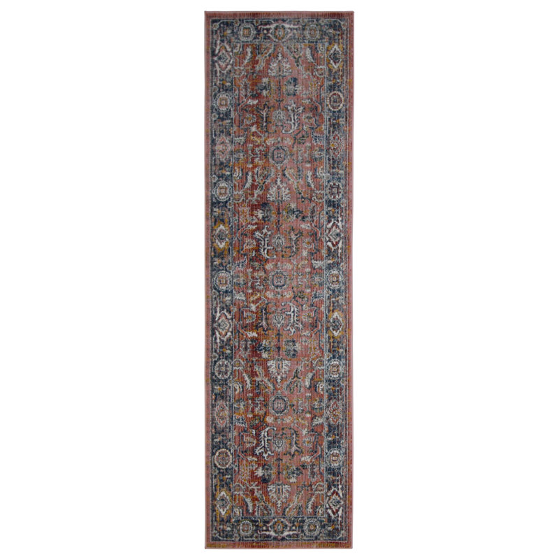 Oriental Machine-Made Red/Blue Area Rug, Runner 2'8" x 10'