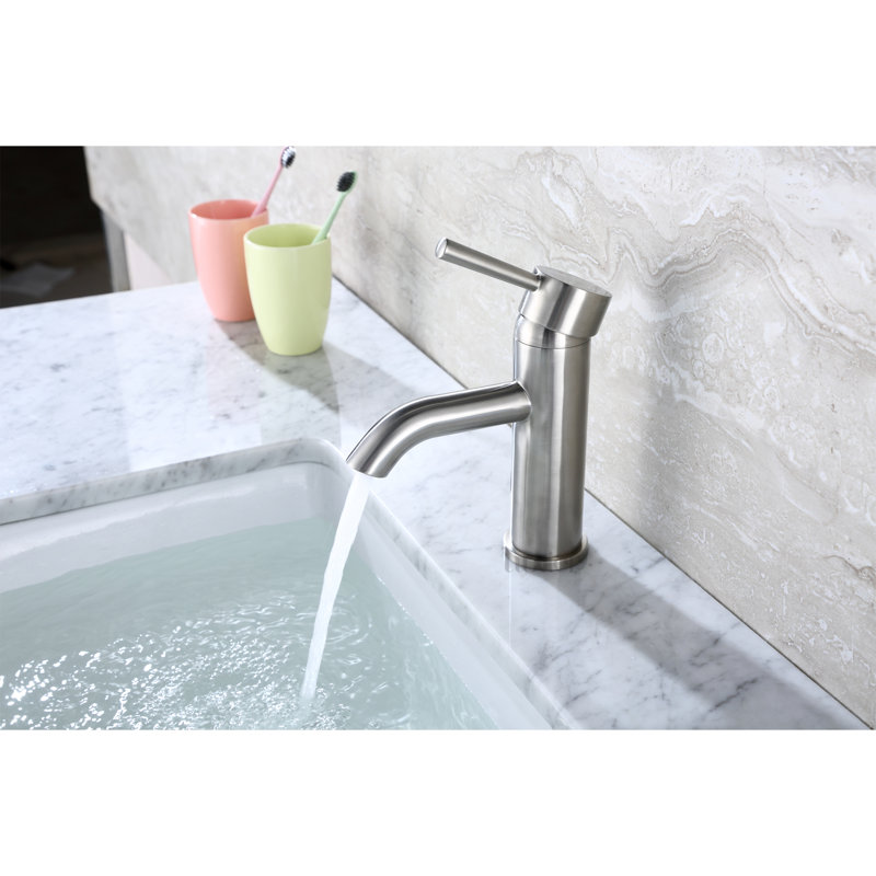 Robinet de salle de bain monotrou avec bonde Luxier, Nickel brossé