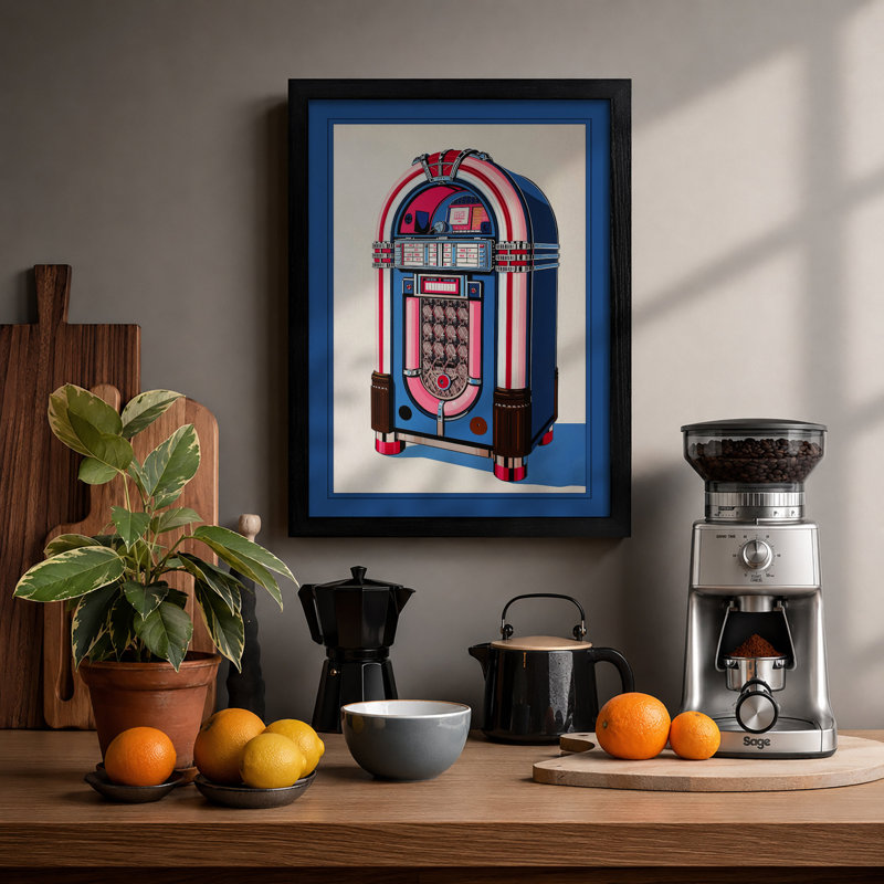 Jukebox Retro - Framed Print, A1 - 84.1 x 59.4 cm, Black