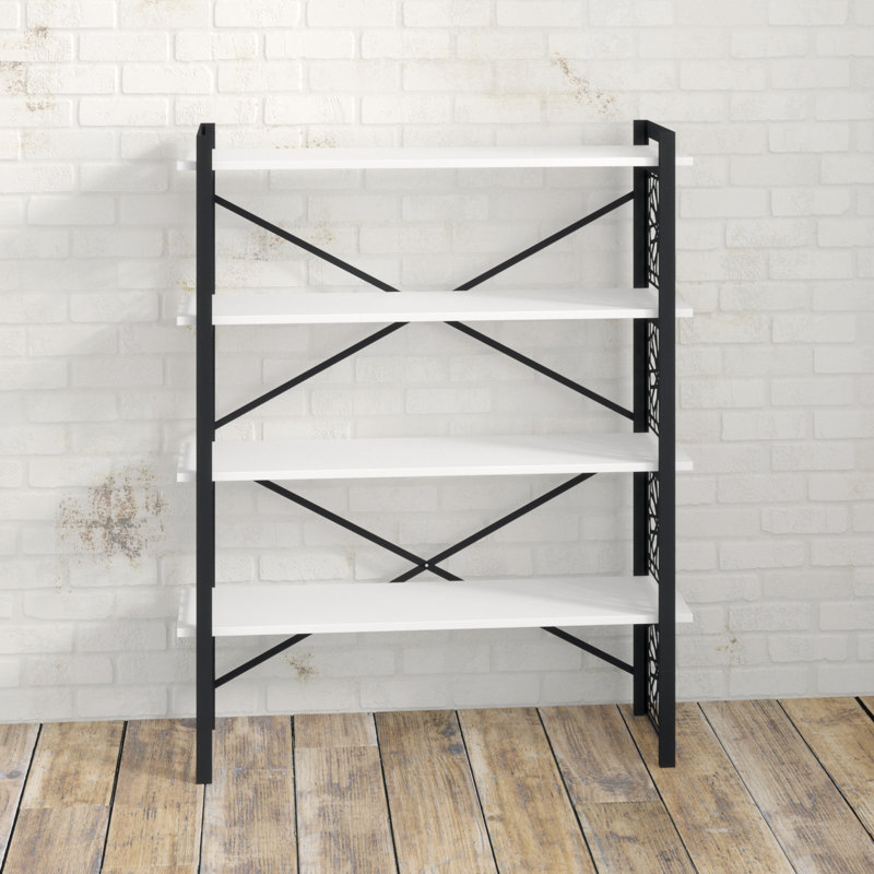 Calla 148.5 cm H x 120 cm W Standard Bookcase, Black/White