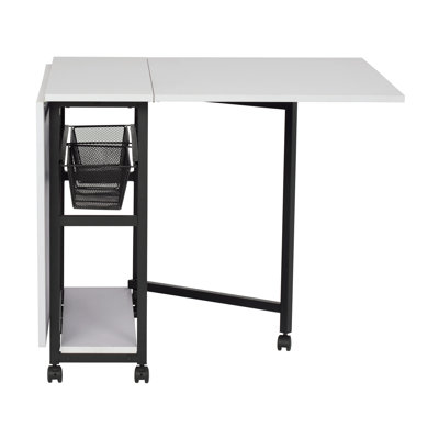 60'' x 36'' Foldable Sewing Table with Sewing Machine Platform and Wheels