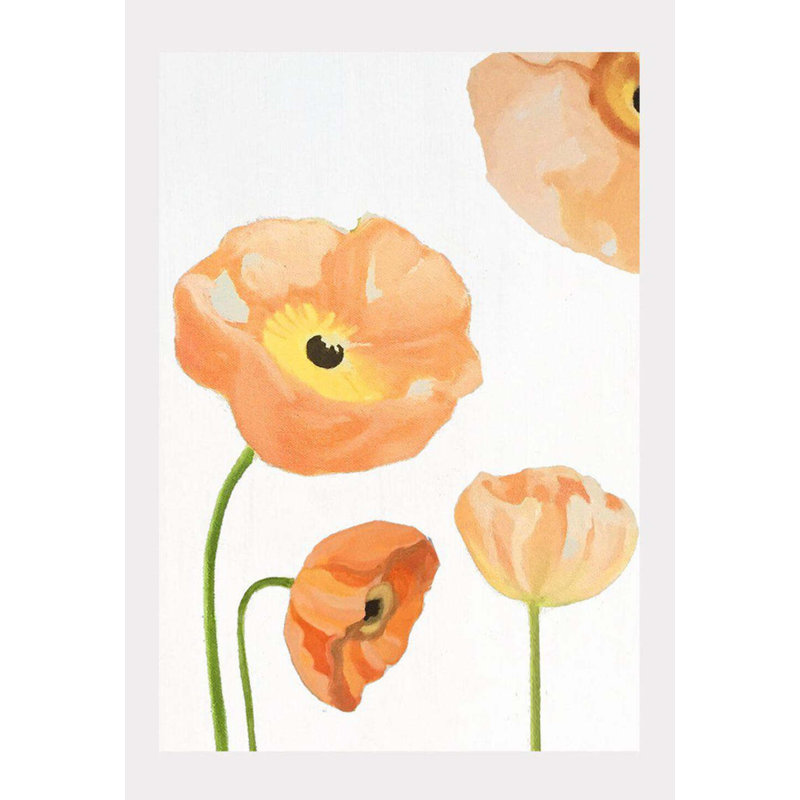 Coquelicots pêche sur neige - sans cadre, H 22 po x l 17 po
