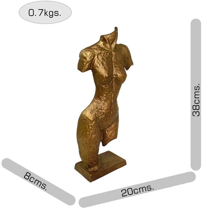 Bumpy TORSO SCULPTURE Aluminium Ornament 38cm, Mocha