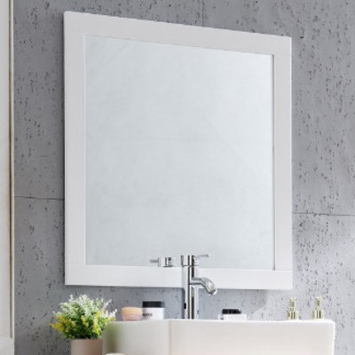 Revitalize Your Bathroom With This Exquisite 32-Inch Square Matte White Mirror!