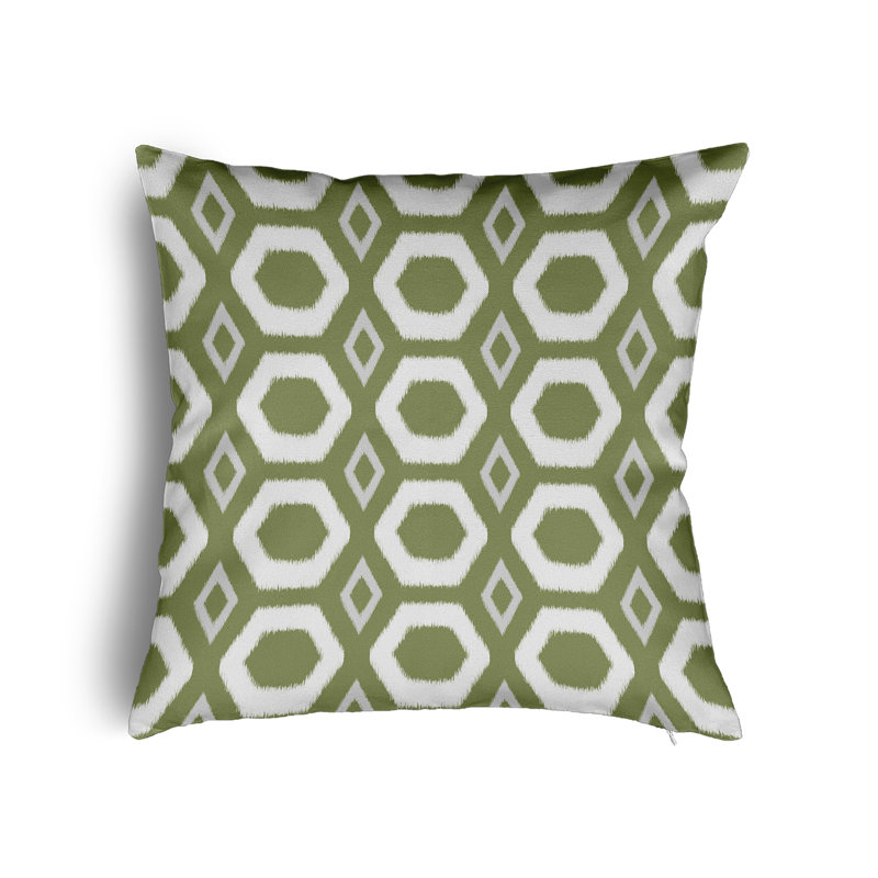 Opechee Geometric Square Cushion, 50cm H x 50cm W x 13cm D, Green