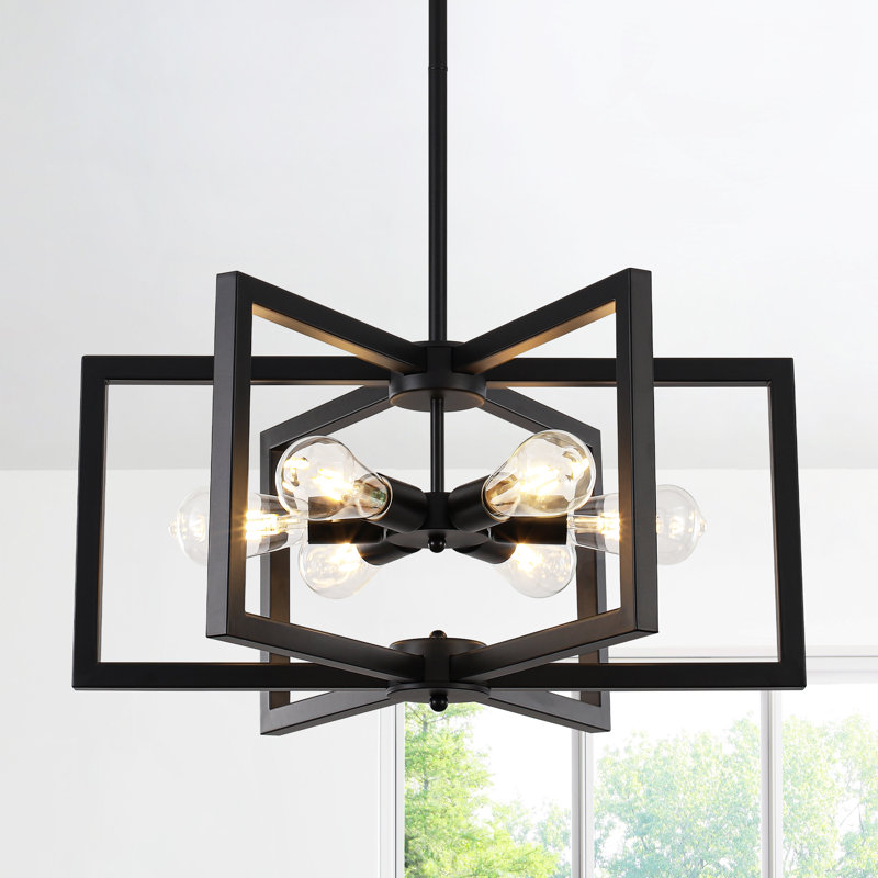 6 - Light 22.83'' Modern Industrial Large Geometric Square / Rectangle Chandeliers For Bedroom,living Room,foyer,entryway,hallway