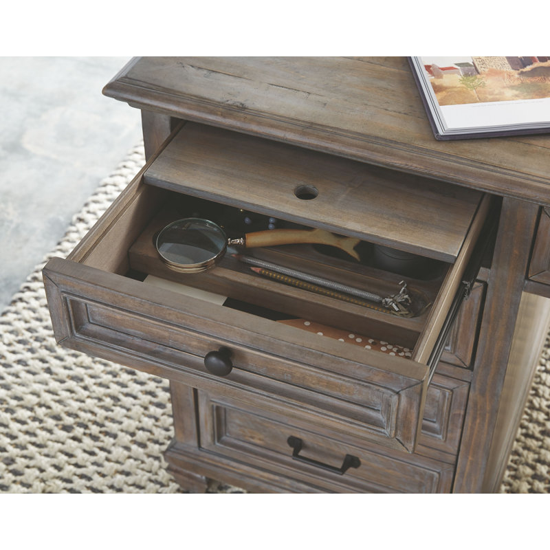 Executive Desk With Credenza And Hutch, 2 Pieces: Desk, Credenza, Dovetail Gray