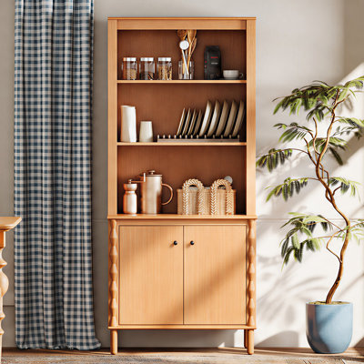 Helsel Kitchen Pantry Cabinet With Adjustable Door Storage, Walnut