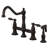 Kingston Brass Restoration Two-Handle 4-Hole Deck Mount Bridge Kitchen Faucet with Brass Side Sprayer-125783089