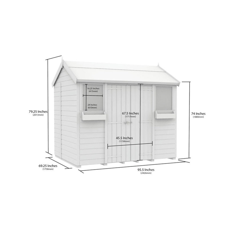 6ft x 8ft Apex Summer Shed