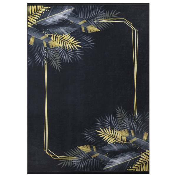 Bay Isle Home Washable Rug (Basic-2118-Black) | Wayfair.co.uk