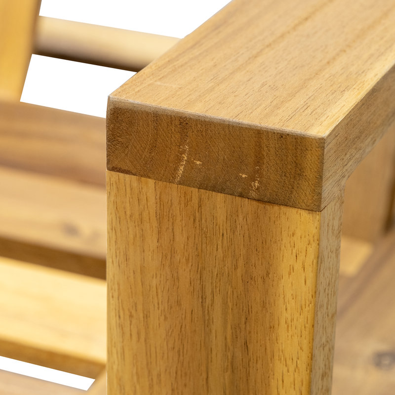 Chaise longue d'extérieur en bois massif avec coussin, Bleu