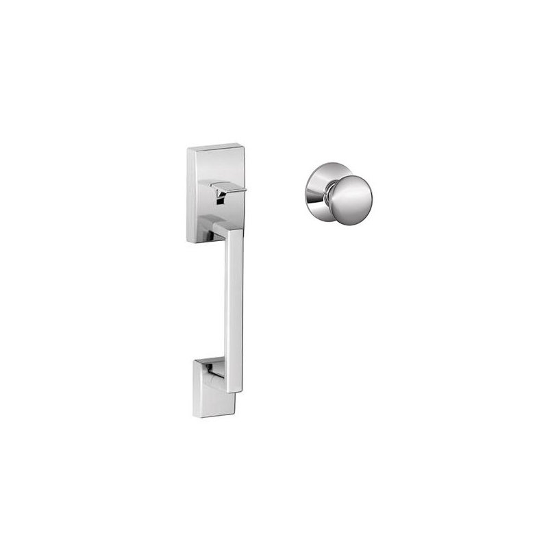Century Lower Half Handleset with Plymouth Door Knob (Deadbolt Sold Separately), Bright Chrome
