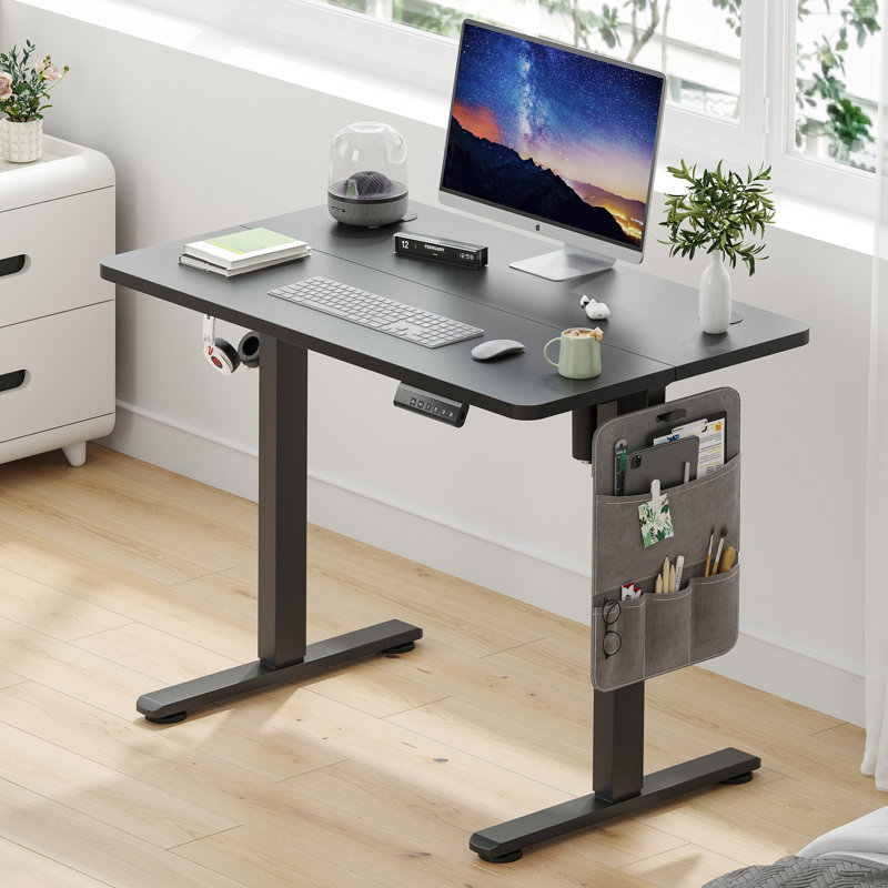 Electric Height Adjustable Home Office Standing Desk, Black, 100cm W x 60cm D, Black