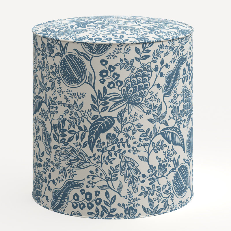 Billie Ottoman, Rpc Pomegranate Blue Linen