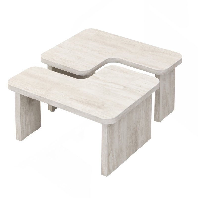 Spliced coffee table, White Washed