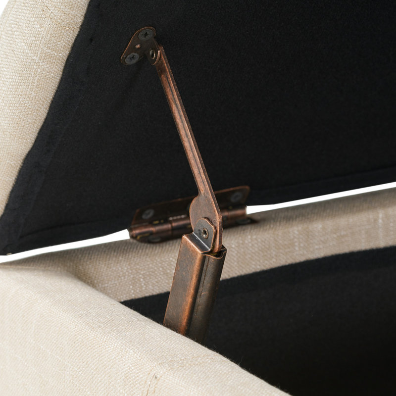 Modern Upholstered Storage Bench, Light Beige
