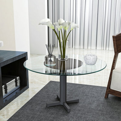 24" Inch Round Tempered Glass Table Top Clear Glass 1/4" Inch Thick Round Polished Edge(Only The Top)