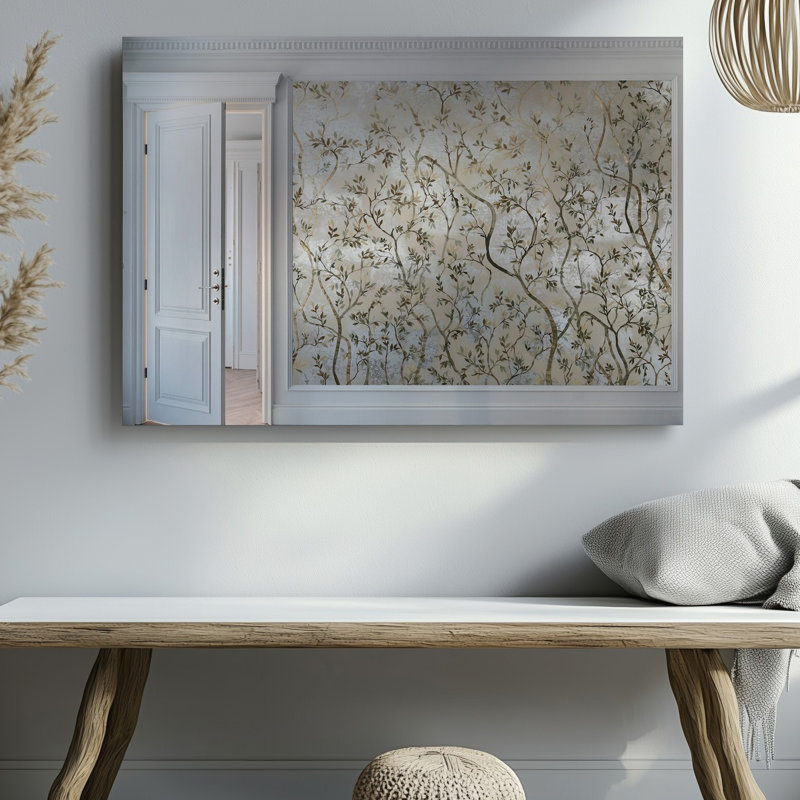 Toile une scène intérieure sereine avec une décoration murale magnifiquement détaillée et une peinture murale délicate peinte à la main