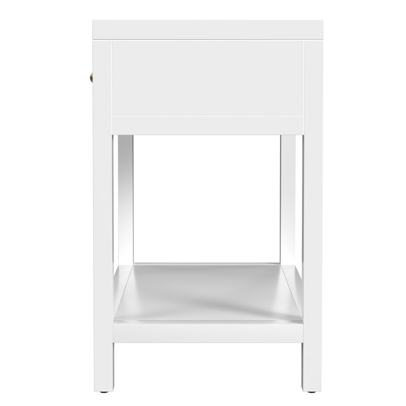Nora 30 in. W Wood 1 Drawer Wide Nightstand with Shelf, Smooth White