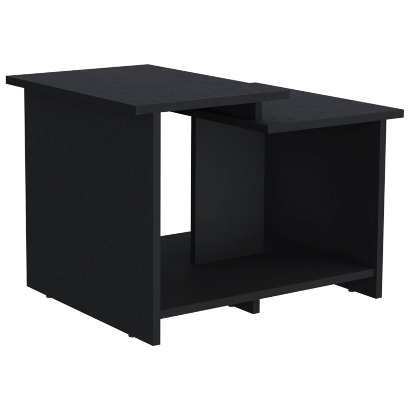 Table basse avec tablette ouverte en noir pour les espaces de vie modernes, Noir