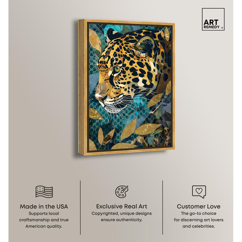 Enter Cheetah Canvas Miami Inspired Art with Gold Frame