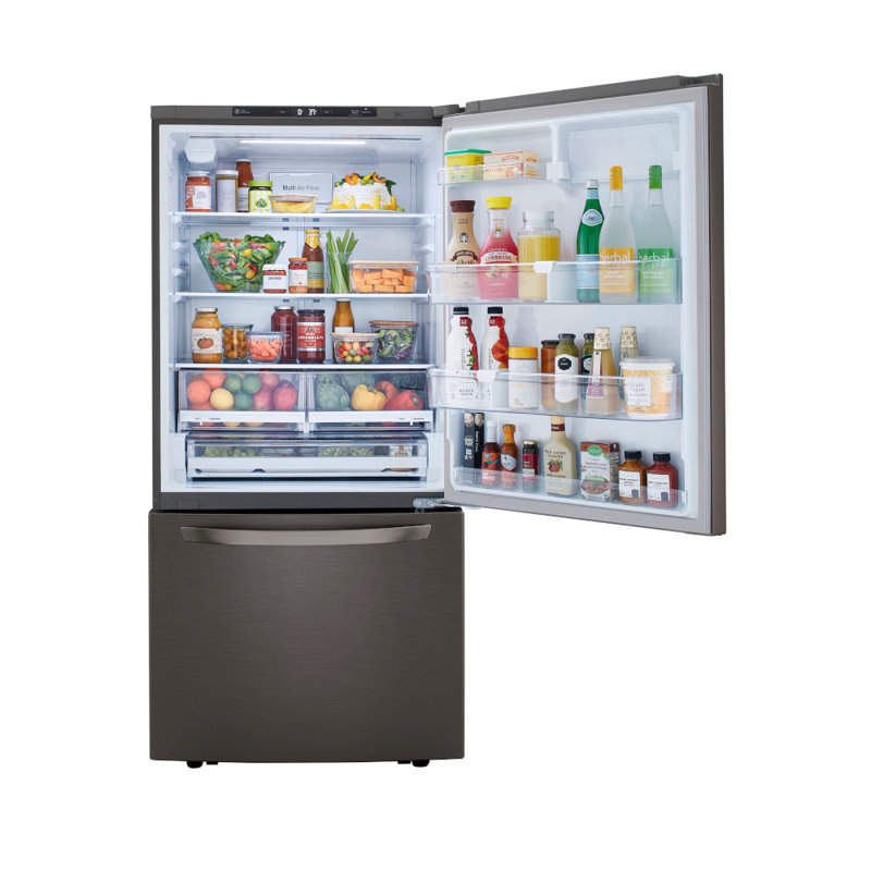 LG 25.5 Cu. Ft. Bottom-Freezer Refrigerator with Ice Maker, Black Stainless Steel