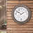 26.2" Quartz Outdoor Brushed Gray Oak Analog Clock with Thermometer & Hygrometer