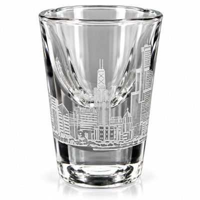 Chicago Skyline Engraved Shot Glass, Made in USA Fine Crystal, Premium Whiskey Shot Glass, Chicago Souvenir Gift for Men & Women, Barware Gift