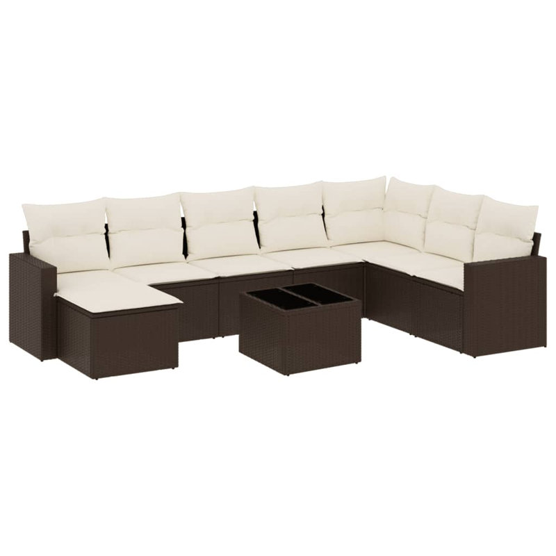Ensemble de canapé de jardin Vidaxl brun et blanc crème