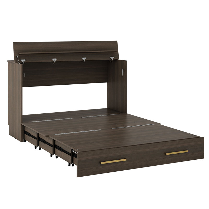 TRIADE Cabinet Bed – Space-Saving Murphy Design with Fold-Out Queen Bed and Mattress Included – Multiple Finish Options