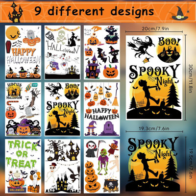 Décorations de fête d'Halloween - Adhésif de fenêtre réutilisable pour décorations d'Halloween intérieur extérieur | Citrouille fantôme autocollant statique pour fenêtre