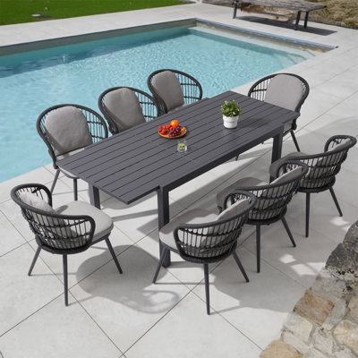 Outdoor Aluminum Dining Set For 4-8 With Extendable Table