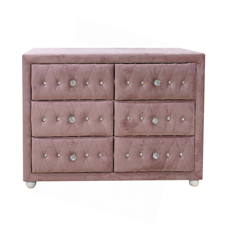 Commode en tissu rose