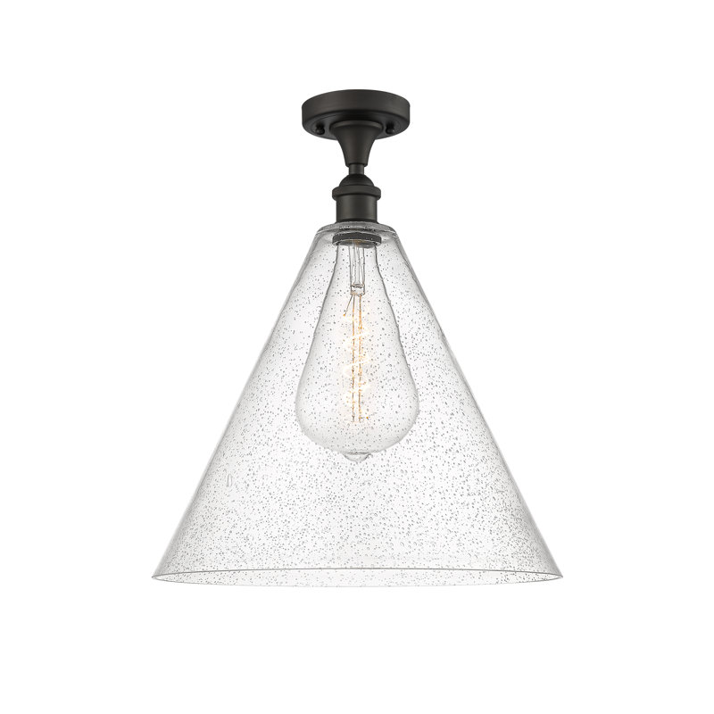 Andilynn Glass Semi Flush Mount, 18.75" H x 16" W x 16" D, Oil Rubbed Bronze