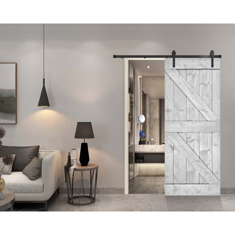 Porte de grange peinte 84 po 84 po, 18 po x 84 po, Gris argenté