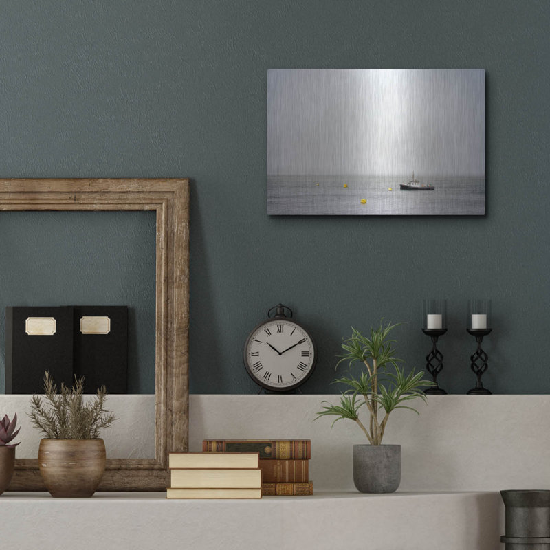 Art mural en métal Breakwater Bay «Alone In The Mist» par Rick Berk, H 12 po x l 16 po