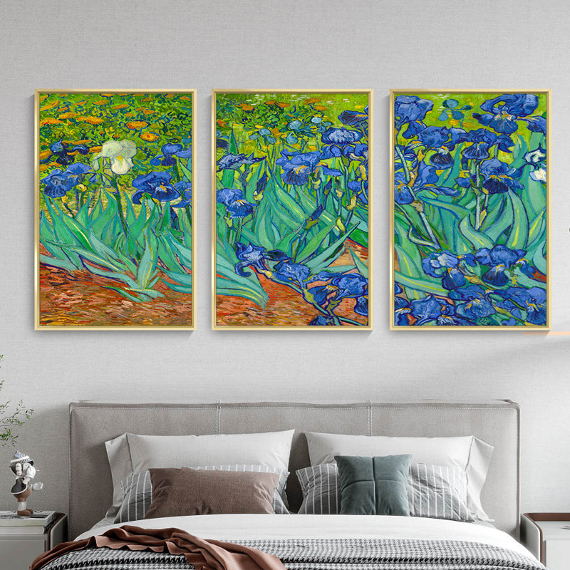 Art mural encadré en aluminium Van Gogh, Doré, H 16,3 po x l 36,3 po x P 1,65 po