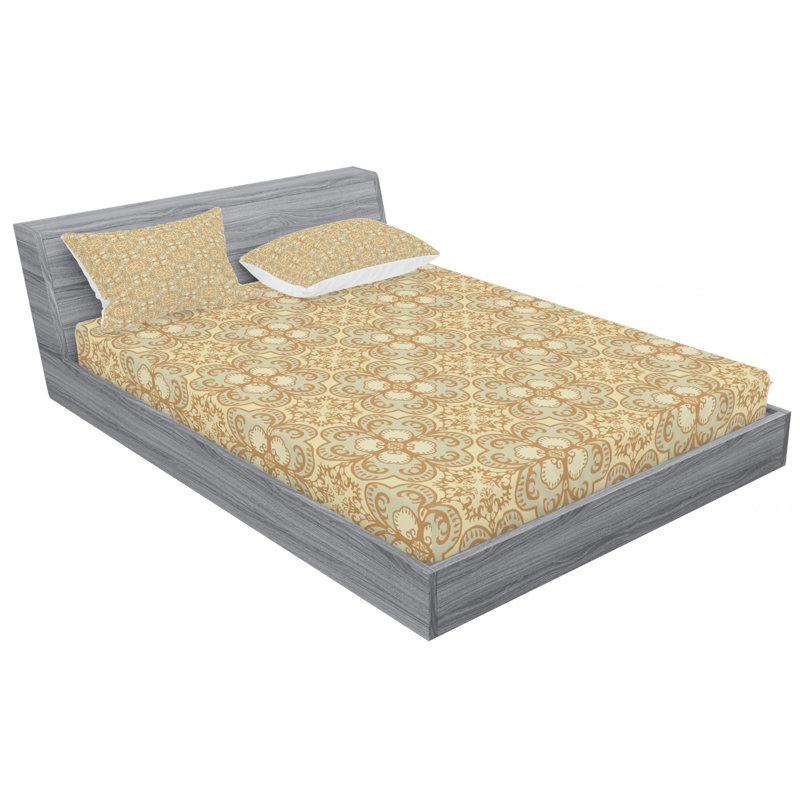 Microfiber Floral Sheet Set, Queen Sheet Set with Fitted Sheet