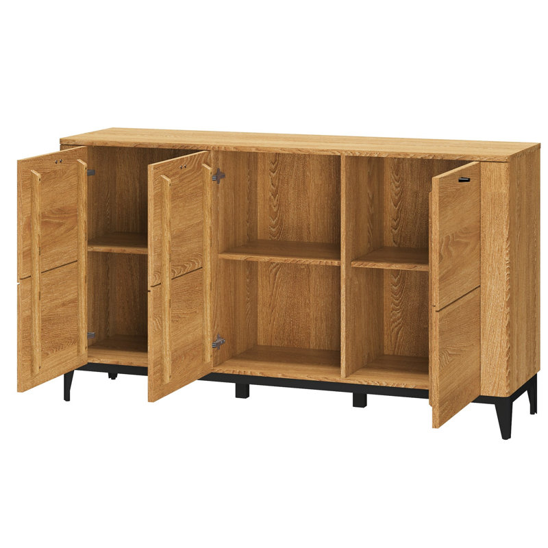 Eastmont Manufactured + Solid Oak Wood 3-Door Sideboard