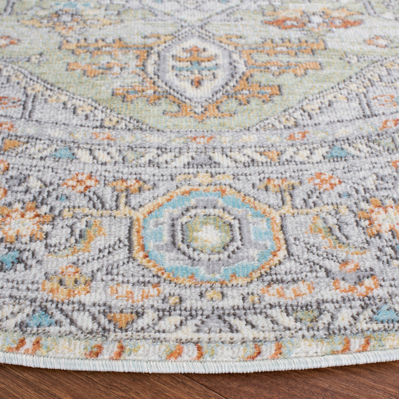 Oriental Sage/Beige Area Rug, Round 6'7"