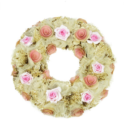 Couronne de brindille artificielle rose 12,5 po