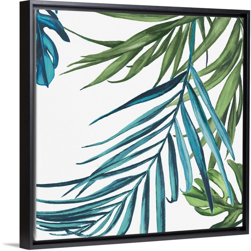 Reproduction d’art sur toile, "Palm Leaves III" par Eva watts, Cadre noir, H 38 po x l 38 po x P 1,75 po
